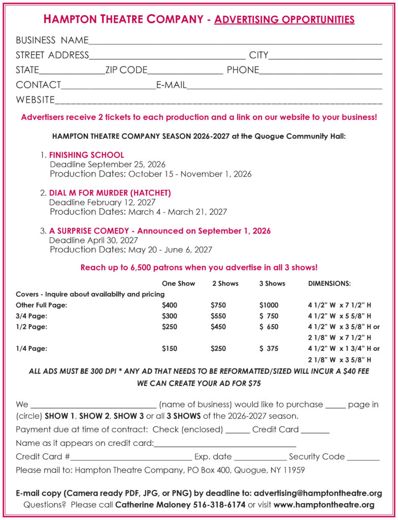 Hampton theatre company advertising contract